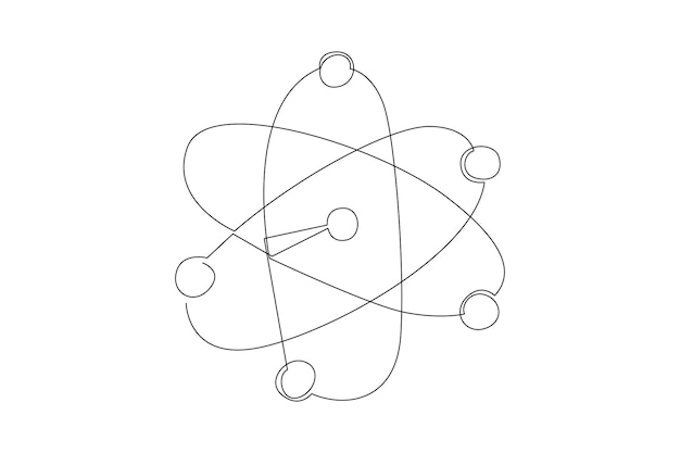 化学と物理学の実験装置コンセプトの 1 つの連続線画シンプルな線形スタイルの落書きベクトル図