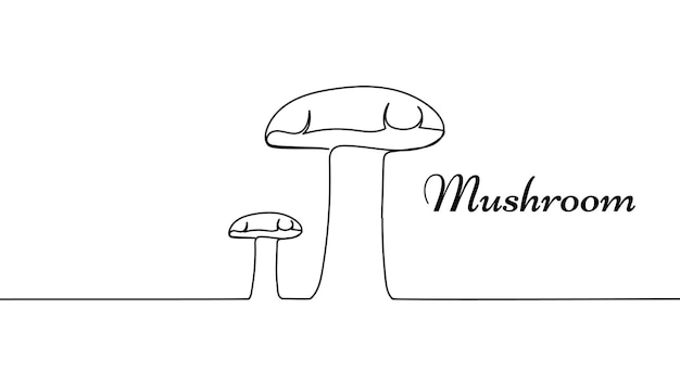 健康的な有機キノコの1つの連続した線画