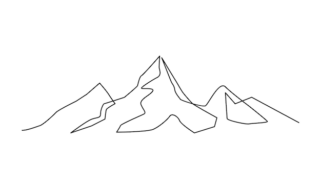 ベクトル 山脈の風景のテンプレートの連続線図