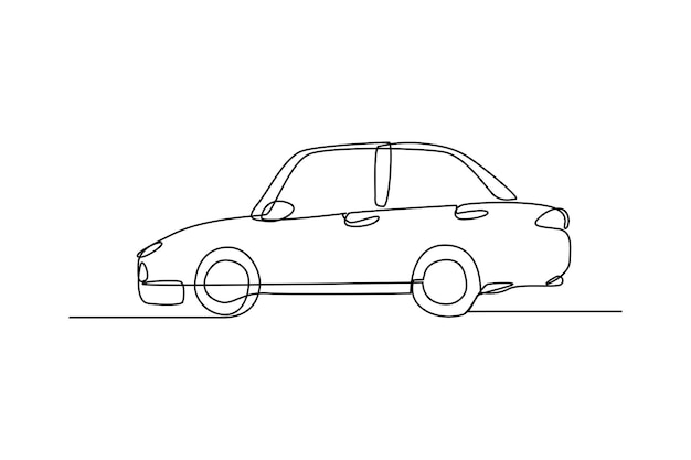 One continuous line drawing of Old car transportation accommodation minimalist concept