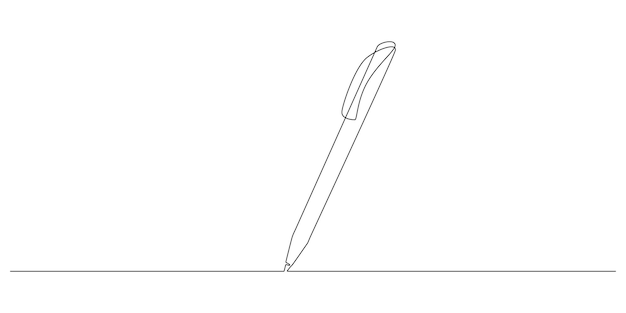Один непрерывный рисунок линии пера, пишущего тонким штрихом Карандашный символ концепции обучения и образования в простом линейном стиле Контурная иконка Векторная иллюстрация каракулей