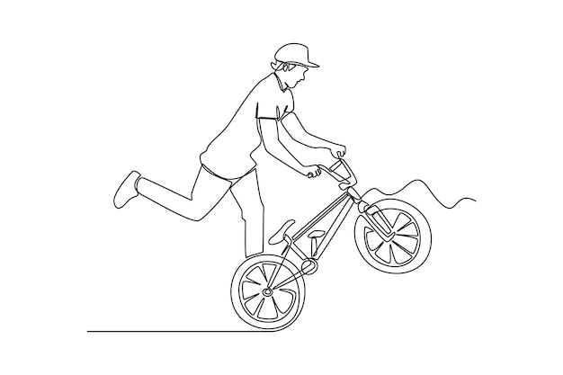 One continuous line drawing of people performing outdoor activities Sports concept Doodle vector illustration in simple linear style