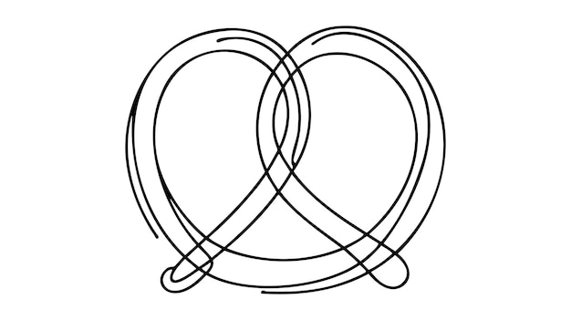 Vector one continuous line drawing of pretzel for logo