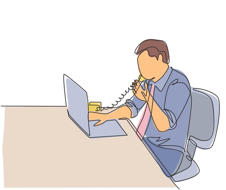 Vector 연속 선 그리기 프로그래머 한 명은 아날로그 전화기를 사용하여 전화 통화를 통해 코딩 언어를 묻습니다.