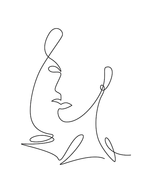 One continuous line drawing sexy beauty woman abstract face minimalist style Female fashion vector