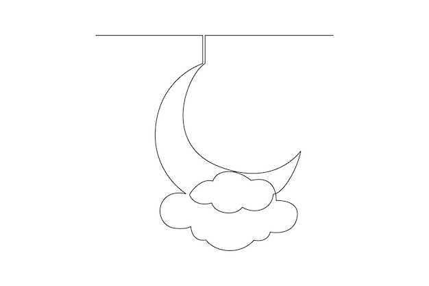 One continuous line drawing of sky clouds white clouds concept doodle vector illustration