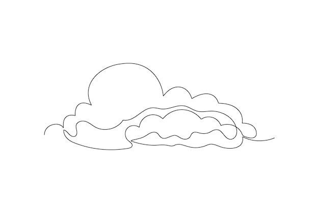 하늘 구름의 연속적인 선 그림 하 구름 개념 두들 터 일러스트레이션