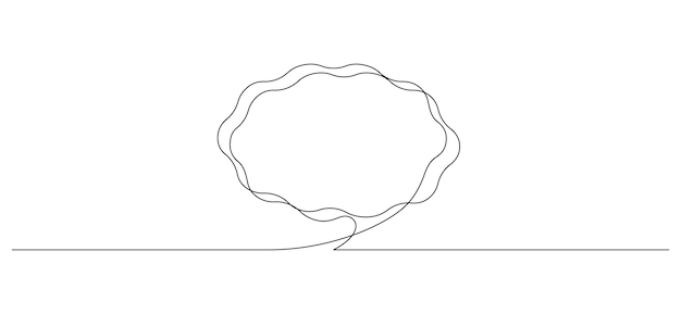 吹き出しの波の形をした輪郭の1つの連続線画 チャットクラウドと思考対話アイコンをシンプルな線形スタイルで編集可能なストロークでコミックテキストコメントコンセプト 落書きベクトルイラスト
