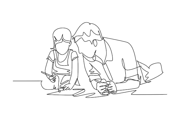 one continuous line drawing of spending time together concept doodle vector illustration in simple