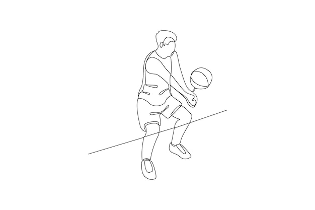 One continuous line drawing of Sports concept Doodle vector illustration in simple linear style