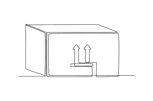 Один непрерывный рисунок линии значка "Эта сторона вверх" Концепция маркировки упаковки Однострочный рисунок векторной графической иллюстрации