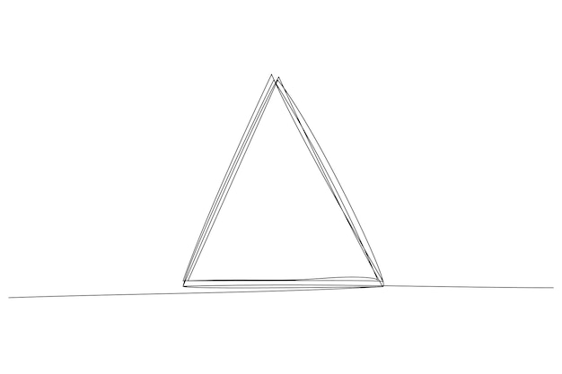 One continuous line drawing of a triangle geometry vector illustration.