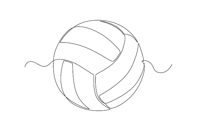 Vector one continuous line drawing volley ball sport ball concept one line draw graphic design vector