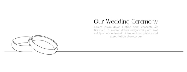 結婚指輪の1つの連続線画ロマンチックなエレガンスのコンセプトとシンボル提案婚約とシンプルな線形スタイルでの愛の結婚編集ストロークベクトルイラスト