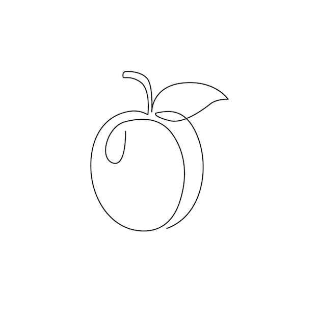 One continuous line drawing of whole healthy organic apricot for orchard logo Fresh fruitage icon
