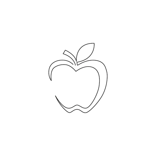 One continuous line drawing wholeorganic apple orchard logo fresh nutritious fruitage garden icon