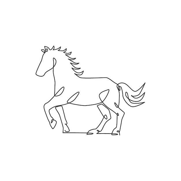 Vector one continuous line drawing of wild luxury horse corporation logo equine fast and strong animal