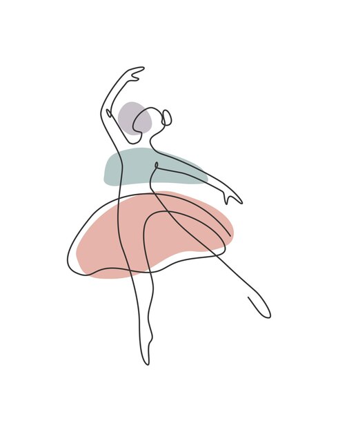 Vettore una ballerina di donna con disegno a linea continua in movimento di eleganza vettore ballerina sexy minimalista