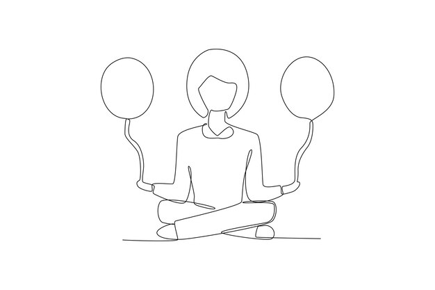 One continuous line drawing of work life balance concept Doodle vector illustration in simple linear style