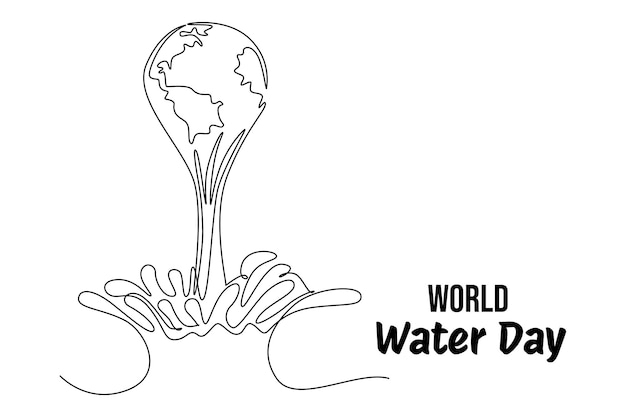 Vector one continuous line drawing of world water day concept doodle vector illustration in simple linear