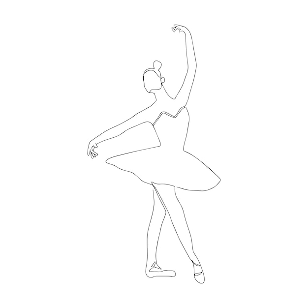 One continuous line drawing of young graceful woman ballet dance Ballet performance concept Dynamic single line draw design vector illustration