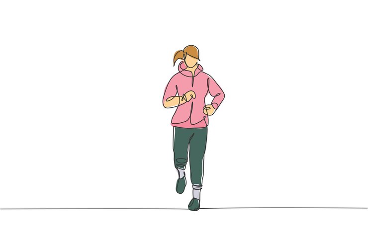 Vector 시골 디자인 벡터에서 달리는 젊은 스포티한 주자의 연속 선 그리기