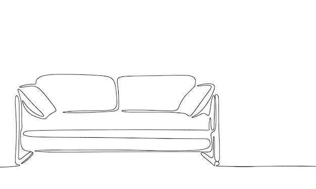 One continuous line illustration of furniture of living room Continuous line drawing of modern sofa