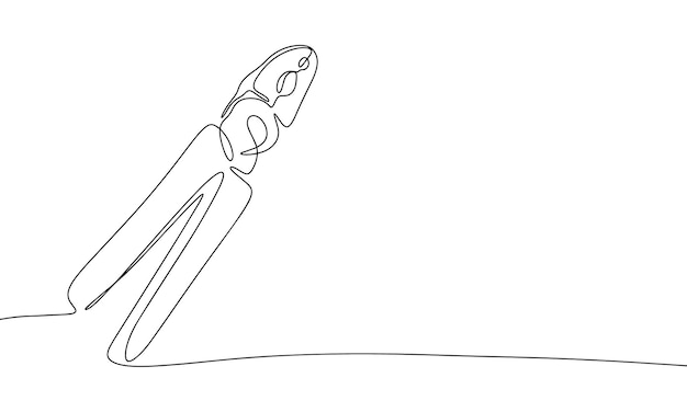 ペンチ ツールの 1 つの連続線図 ペンチ ツールの連続線画ベクトル