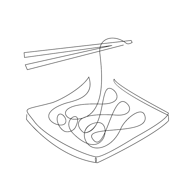 One continuous line noodle vector design