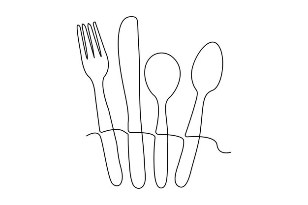 One continuous one line hand drawn plate outline Vector illustration
