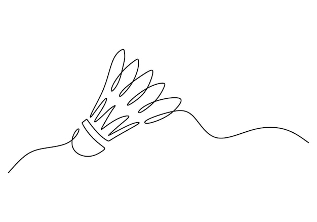one continuous single line of badminton for sport theme isolated on white background