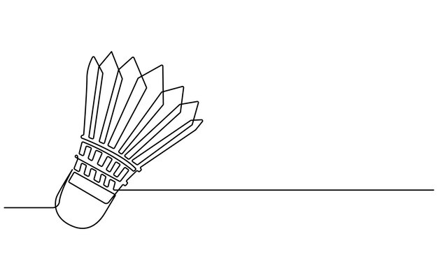 one continuous single line of badminton for sport theme isolated on white background