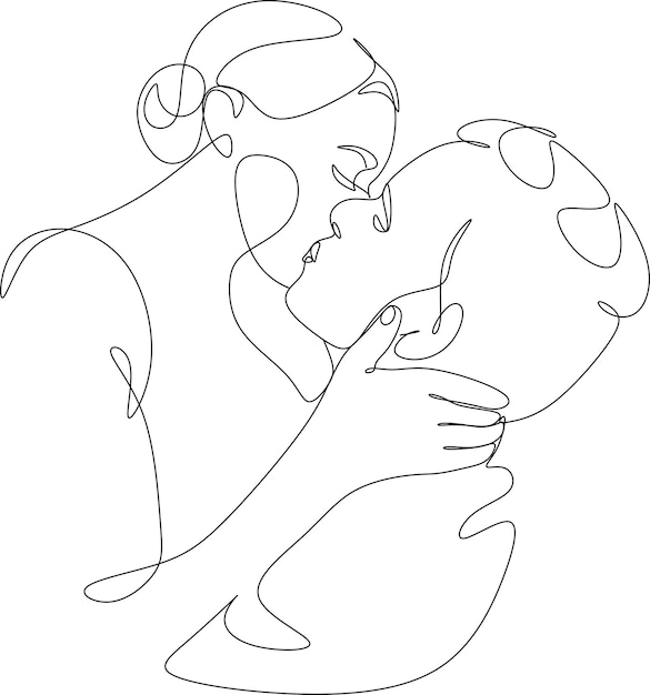 One continuous single line drawing of a woman and a man Hugs of a young couple