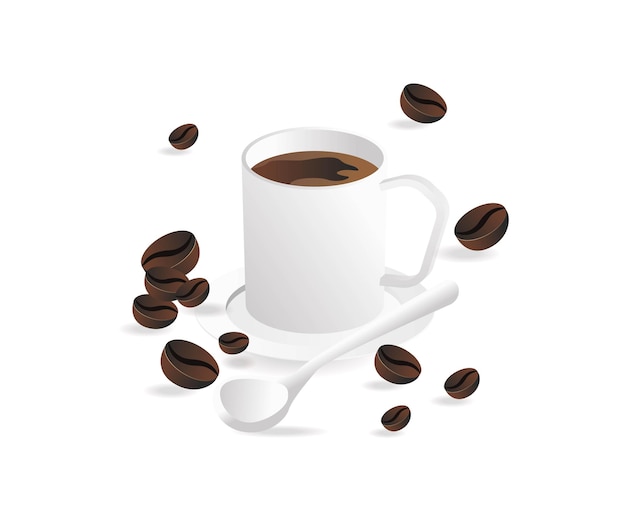 Одна чашка кофе с зёрнами