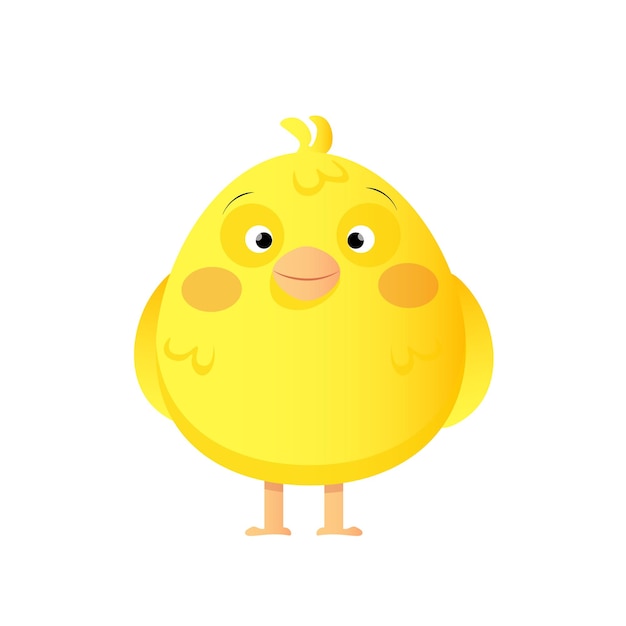 Un simpatico pulcino giallo sta in piedi