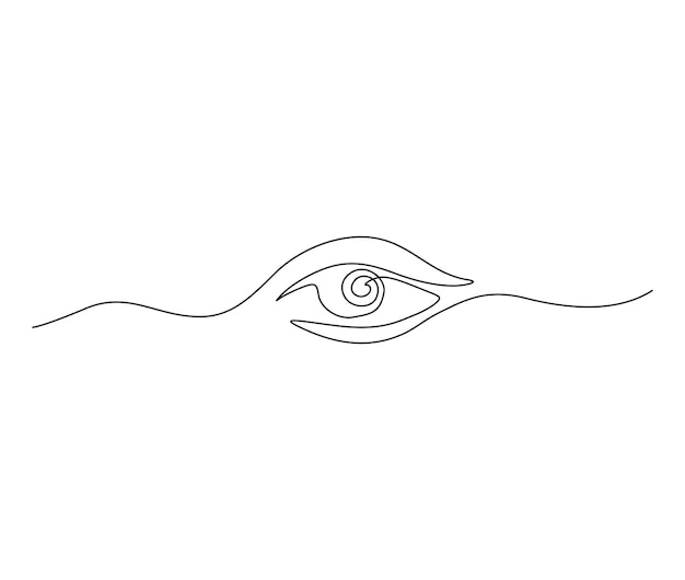 Un occhio in un disegno continuo a una linea occhio minimalista con disegno del contorno della retina vettore di tratto attivo modificabile