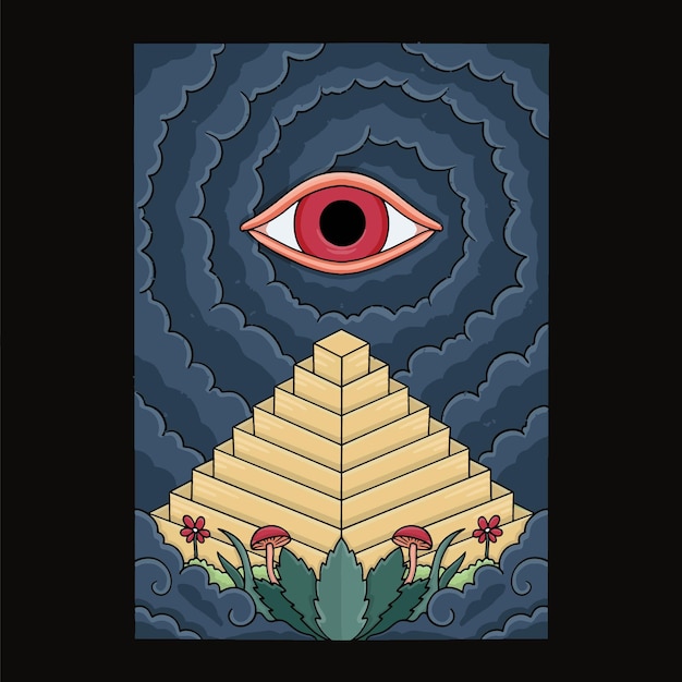 One eye above the pyramid triangle symbol of all seeing eye