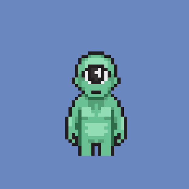 one eyed creature in pixel art style