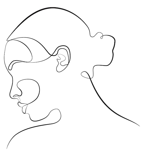 Вектор Одна линия лица минималистский непрерывный линейный рисунок женского лица