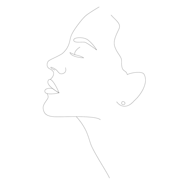 One face line Minimalist continuous linear sketch of a female face