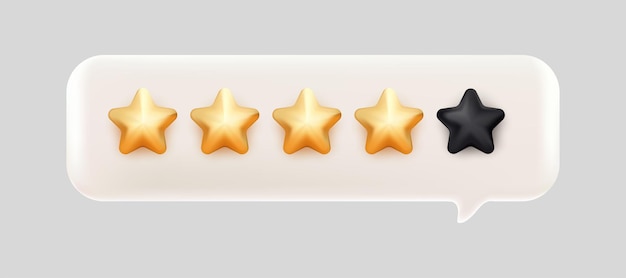 One of five gold stars rating bubble chat 3d mesh vector