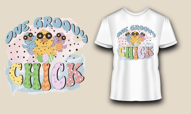 패션, 섬유, 셔츠, 프린트, 포스터를 위한 Groovy Chick 발렌타인 데이 SVG 및 티셔츠 디자인 1개