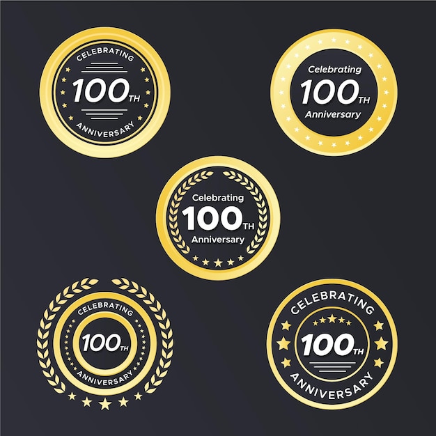 Vector one hundred anniversary badges