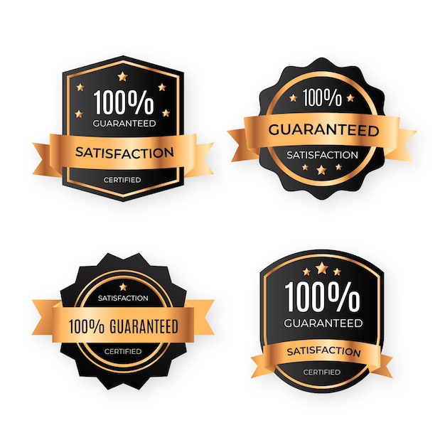 Vector one hundred percent guarantee badges pack