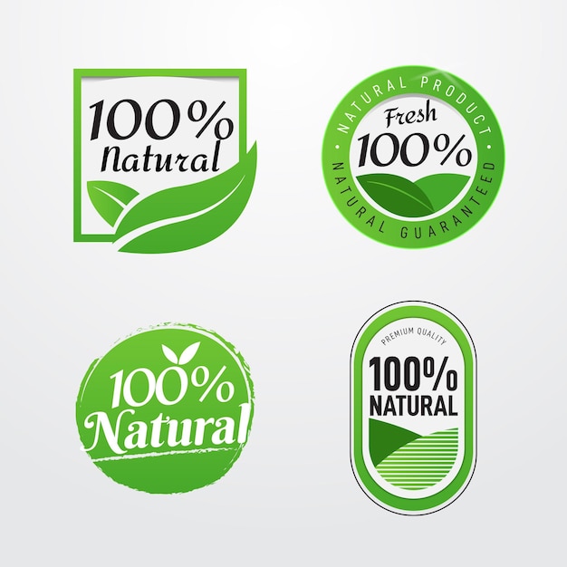 Vector one hundred percent natural labels