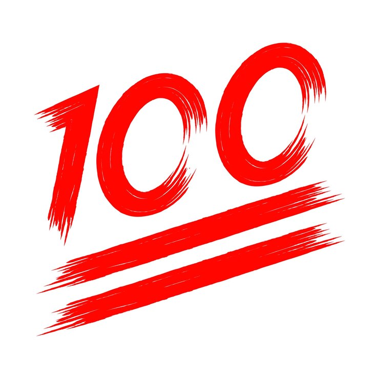 Vector one hundred value icon with grounded brush style