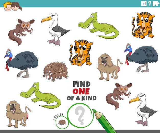 One of a kind game for children with wild animals