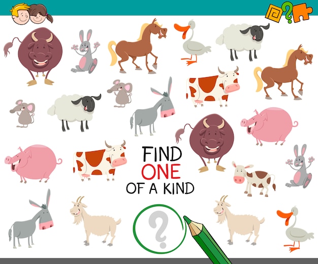 Vector one of a kind game for children