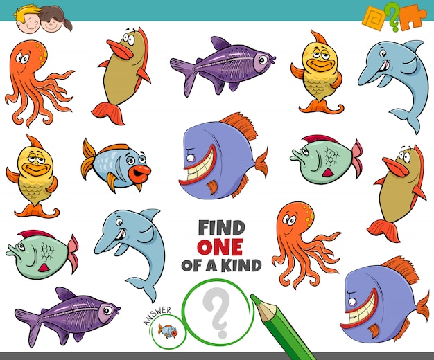 One of a kind game for kids with sea animals