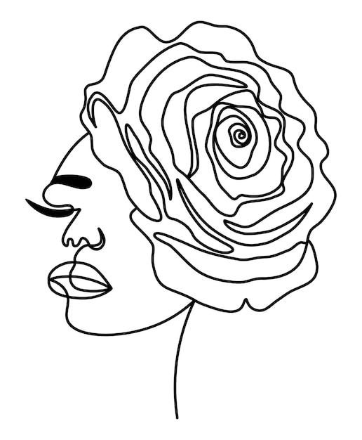 One line abstract flower face